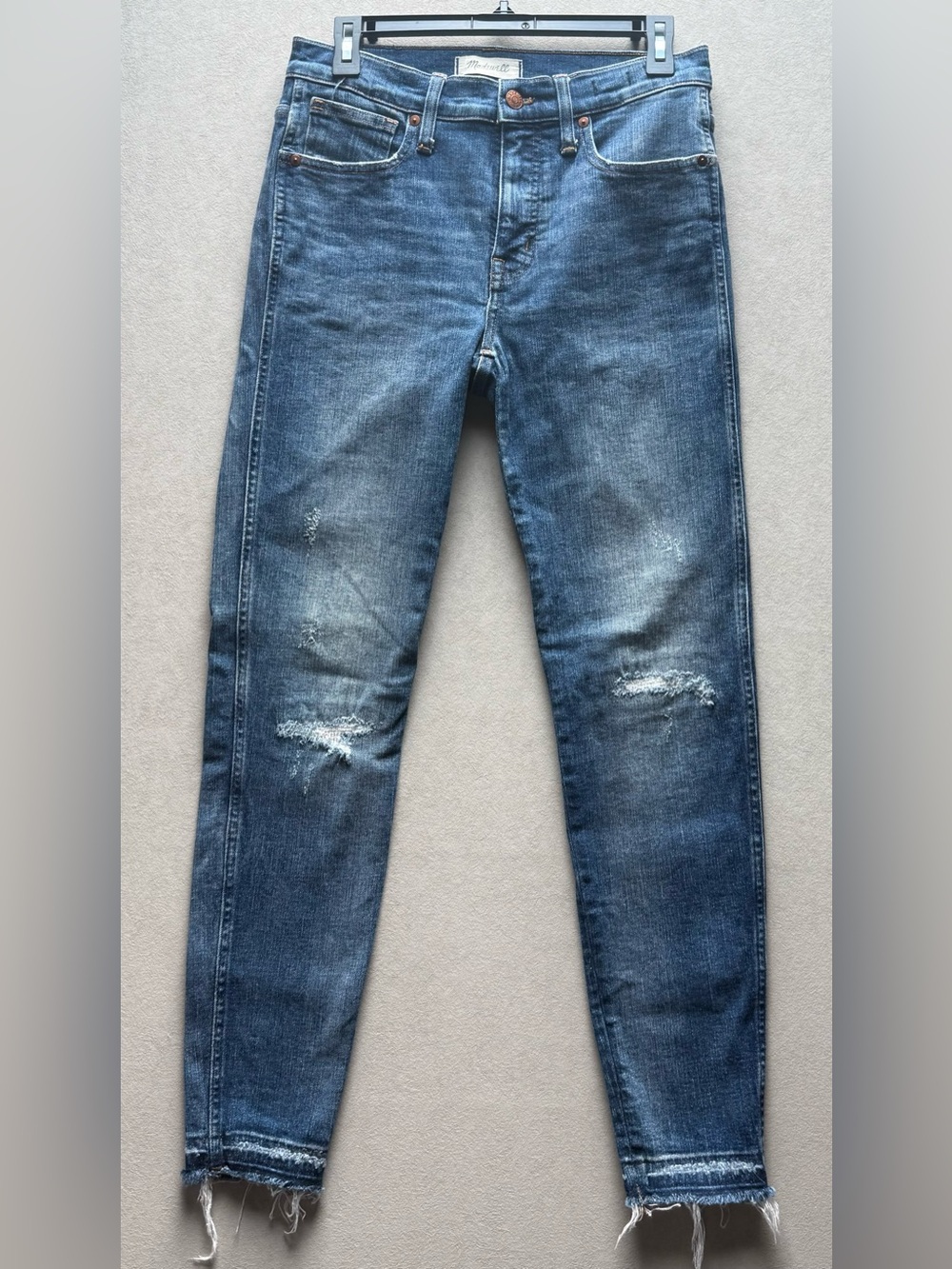 Madewell Women’s High Rise Skinny Distressed Blue Denim Jeans
